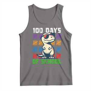 100 Days of School 100th Day Dino Tank Top TS10 Deep Heather Print Your Wear