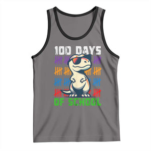 100 Days of School 100th Day Dino Tank Top TS10 Deep Heather Black Print Your Wear