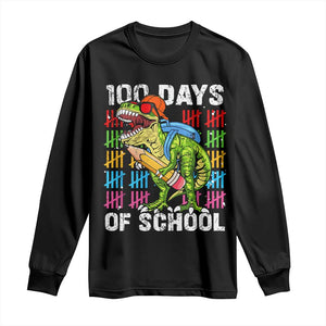100th Day Of School Long Sleeve Shirt 100 Days Dino Dinosaur TS10 Black Print Your Wear