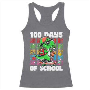 100 Days of School 100th Day Dino Racerback Tank Top Trex Dino Skateboard Skateboarding Boys Gift TS10 Charcoal Print Your Wear