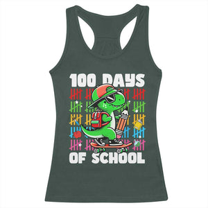 100 Days of School 100th Day Dino Racerback Tank Top Trex Dino Skateboard Skateboarding Boys Gift TS10 Dark Forest Green Print Your Wear