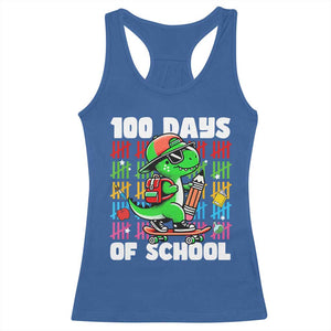 100 Days of School 100th Day Dino Racerback Tank Top Trex Dino Skateboard Skateboarding Boys Gift TS10 Royal Blue Print Your Wear