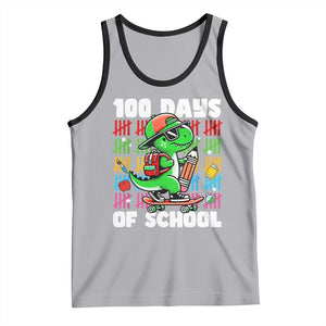 100 Days of School 100th Day Dino Tank Top Trex Dino Skateboard Skateboarding Boys Gift TS10 Athletic Heather Black Print Your Wear