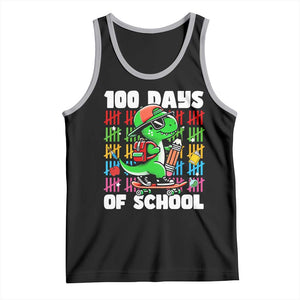 100 Days of School 100th Day Dino Tank Top Trex Dino Skateboard Skateboarding Boys Gift TS10 Black Athletic Heather Print Your Wear