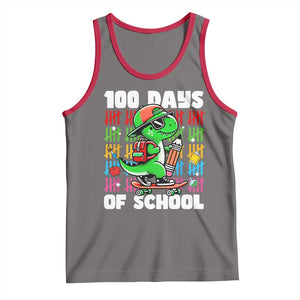 100 Days of School 100th Day Dino Tank Top Trex Dino Skateboard Skateboarding Boys Gift TS10 Deep Heather Red Print Your Wear