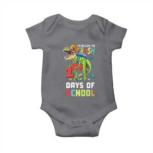 Ready To Crush 100 Days Of School Baby Onesie T Rex Dinosaur Boys TS10 Charcoal Print Your Wear