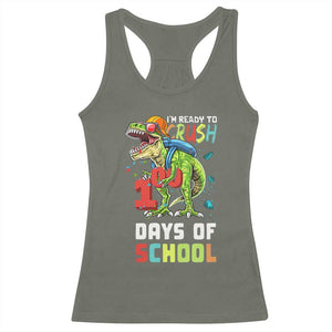 Ready To Crush 100 Days Of School Racerback Tank Top T Rex Dinosaur Boys TS10 Military Green Print Your Wear