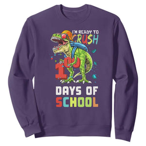 Ready To Crush 100 Days Of School Sweatshirt T Rex Dinosaur Boys TS10 Purple Print Your Wear