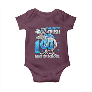 100 Days Of School Dinosaur Baby Onesie Trex 100th Day of School Boy Gifts TS10 Maroon Print Your Wear