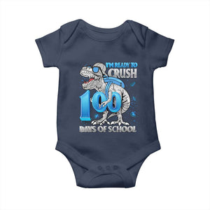 100 Days Of School Dinosaur Baby Onesie Trex 100th Day of School Boy Gifts TS10 Navy Print Your Wear