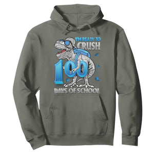 100 Days Of School Dinosaur Hoodie Trex 100th Day of School Boy Gifts TS10 Military Green Print Your Wear