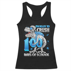 100 Days Of School Dinosaur Racerback Tank Top Trex 100th Day of School Boy Gifts TS10 Black Print Your Wear