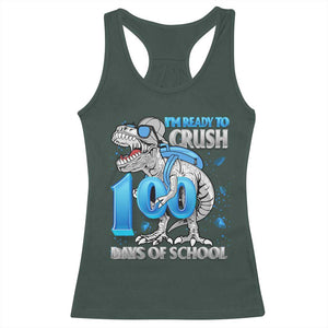 100 Days Of School Dinosaur Racerback Tank Top Trex 100th Day of School Boy Gifts TS10 Dark Forest Green Print Your Wear