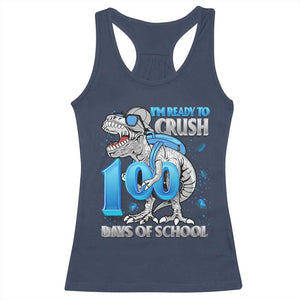 100 Days Of School Dinosaur Racerback Tank Top Trex 100th Day of School Boy Gifts TS10 Navy Print Your Wear