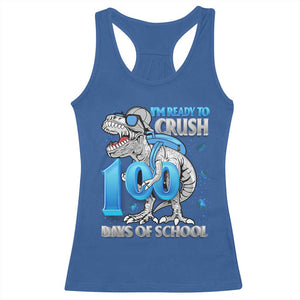 100 Days Of School Dinosaur Racerback Tank Top Trex 100th Day of School Boy Gifts TS10 Royal Blue Print Your Wear