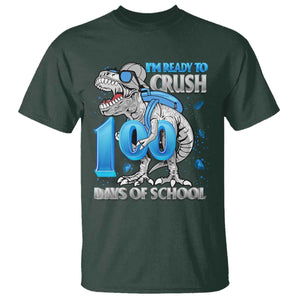 100 Days Of School Dinosaur T Shirt Trex 100th Day of School Boy Gifts TS10 Dark Forest Green Print Your Wear
