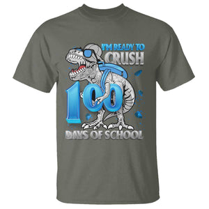 100 Days Of School Dinosaur T Shirt Trex 100th Day of School Boy Gifts TS10 Military Green Print Your Wear