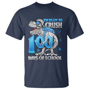 100 Days Of School Dinosaur T Shirt Trex 100th Day of School Boy Gifts TS10 Navy Print Your Wear