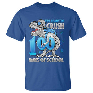 100 Days Of School Dinosaur T Shirt Trex 100th Day of School Boy Gifts TS10 Royal Blue Print Your Wear