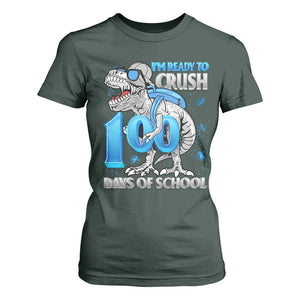 100 Days Of School Dinosaur T Shirt For Women Trex 100th Day of School Boy Gifts TS10 Dark Forest Green Print Your Wear