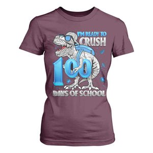100 Days Of School Dinosaur T Shirt For Women Trex 100th Day of School Boy Gifts TS10 Maroon Print Your Wear