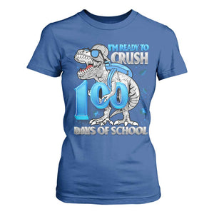 100 Days Of School Dinosaur T Shirt For Women Trex 100th Day of School Boy Gifts TS10 Royal Blue Print Your Wear