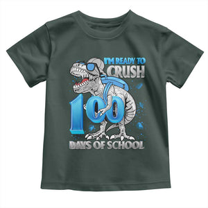 100 Days Of School Dinosaur Toddler T Shirt Trex 100th Day of School Boy Gifts TS10 Dark Forest Green Print Your Wear