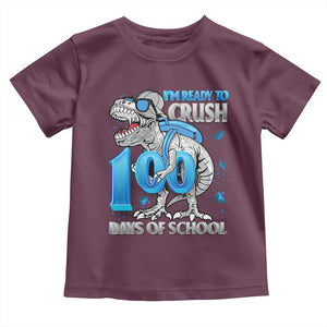 100 Days Of School Dinosaur Toddler T Shirt Trex 100th Day of School Boy Gifts TS10 Maroon Print Your Wear