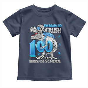 100 Days Of School Dinosaur Toddler T Shirt Trex 100th Day of School Boy Gifts TS10 Navy Print Your Wear