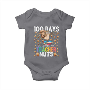 100 Days Of School Baby Onesie 100th Day Driving My Teacher Nuts Squirrel School TS10 Charcoal Print Your Wear