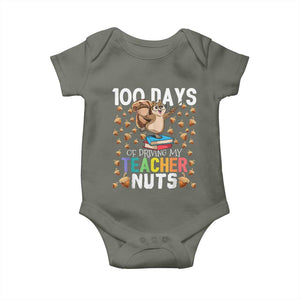 100 Days Of School Baby Onesie 100th Day Driving My Teacher Nuts Squirrel School TS10 Military Green Print Your Wear