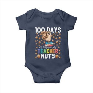 100 Days Of School Baby Onesie 100th Day Driving My Teacher Nuts Squirrel School TS10 Navy Print Your Wear