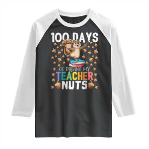 100 Days Of School Raglan Shirt 100th Day Driving My Teacher Nuts Squirrel School TS10 Black White Print Your Wear