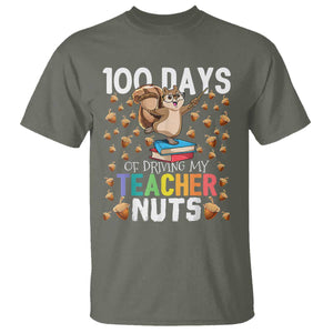 100 Days Of School T Shirt 100th Day Driving My Teacher Nuts Squirrel School TS10 Military Green Print Your Wear