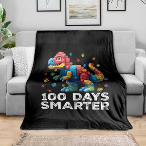 Dinosaur 100 Days Smarter Throw Blanket Building Bricks Dinosaur 100th Day Kids TS10 Print Your Wear