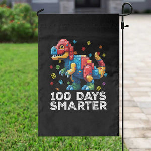 Dinosaur 100 Days Smarter Garden Flag Building Bricks Dinosaur 100th Day Kids TS10 Print Your Wear