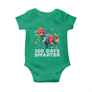Dinosaur 100 Days Smarter Baby Onesie Building Bricks Dinosaur 100th Day Kids TS10 Irish Green Print Your Wear