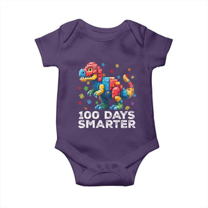 Dinosaur 100 Days Smarter Baby Onesie Building Bricks Dinosaur 100th Day Kids TS10 Purple Print Your Wear