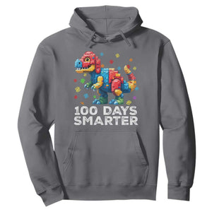 Dinosaur 100 Days Smarter Hoodie Building Bricks Dinosaur 100th Day Kids TS10 Charcoal Print Your Wear