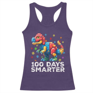 Dinosaur 100 Days Smarter Racerback Tank Top Building Bricks Dinosaur 100th Day Kids TS10 Purple Print Your Wear