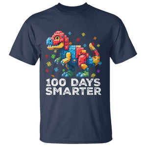 Dinosaur 100 Days Smarter T Shirt Building Bricks Dinosaur 100th Day Kids TS10 Navy Print Your Wear