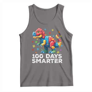 Dinosaur 100 Days Smarter Tank Top Building Bricks Dinosaur 100th Day Kids TS10 Deep Heather Print Your Wear