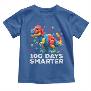 Dinosaur 100 Days Smarter Toddler T Shirt Building Bricks Dinosaur 100th Day Kids TS10 Royal Blue Print Your Wear