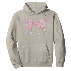 Pink Coquette Nurse Hoodie Toile de Jouy Stethoscope Bow TS10 Sand Print Your Wear