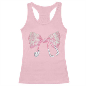 Pink Coquette Nurse Racerback Tank Top Toile de Jouy Stethoscope Bow TS10 Light Pink Print Your Wear