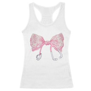 Pink Coquette Nurse Racerback Tank Top Toile de Jouy Stethoscope Bow TS10 White Print Your Wear