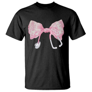 Pink Coquette Nurse T Shirt Toile de Jouy Stethoscope Bow TS10 Black Print Your Wear
