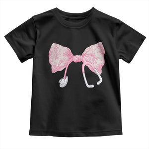 Pink Coquette Nurse Toddler T Shirt Toile de Jouy Stethoscope Bow TS10 Black Print Your Wear