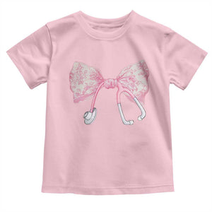 Pink Coquette Nurse Toddler T Shirt Toile de Jouy Stethoscope Bow TS10 Light Pink Print Your Wear