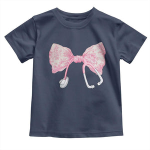 Pink Coquette Nurse Toddler T Shirt Toile de Jouy Stethoscope Bow TS10 Navy Print Your Wear